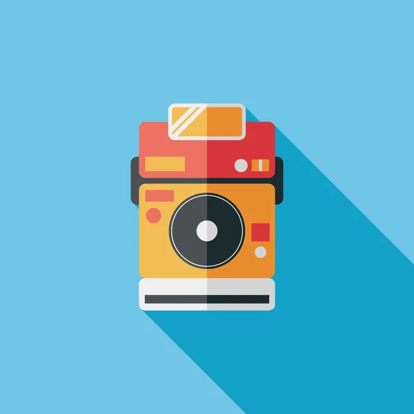 Caméra icône plate avec ombre longue, eps10 — Image vectorielle