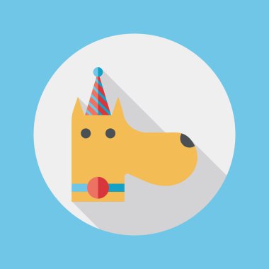 köpek doğum düz simgesi ile uzun gölge, eps10