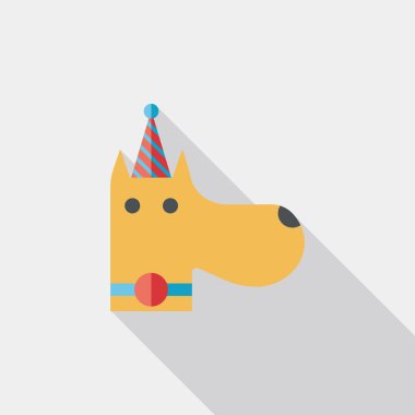 köpek doğum düz simgesi ile uzun gölge, eps10