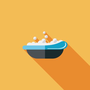 Bebek Banyo bebek düz simgesiyle uzun gölge, eps10