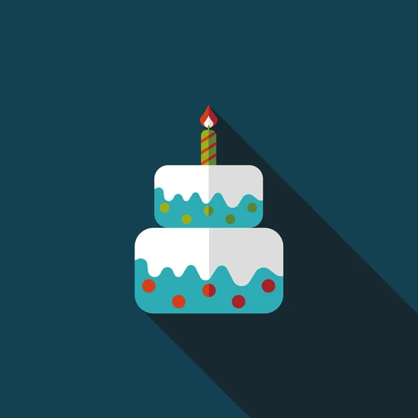 Verjaardag cake platte pictogram met lange schaduw, eps10 — Stockvector