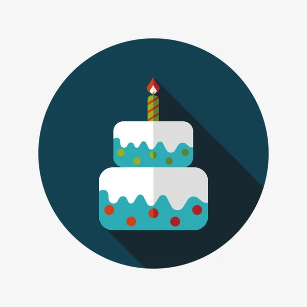 Verjaardag cake platte pictogram met lange schaduw, eps10 — Stockvector