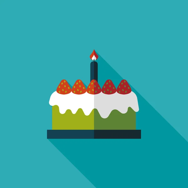 Verjaardag cake platte pictogram met lange schaduw, eps10 — Stockvector