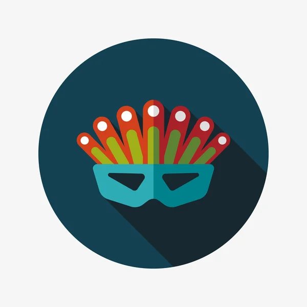 Masque de fête icône plate avec ombre longue, eps10 — Image vectorielle
