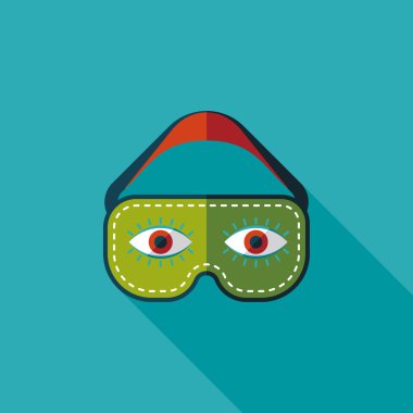 göz maskesi, uzun gölge ile düz simgesi