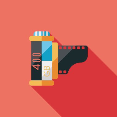 kamera film, uzun gölge ile düz simgesi