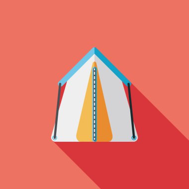 uzun gölge ile turist çadırı düz simgesi