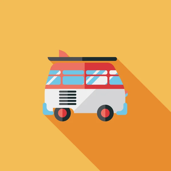 Transporte autobús icono plano con sombra larga — Archivo Imágenes Vectoriales