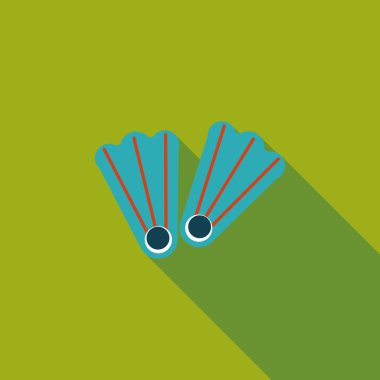 yüzgeçler uzun gölge ile dalış düz simgesi