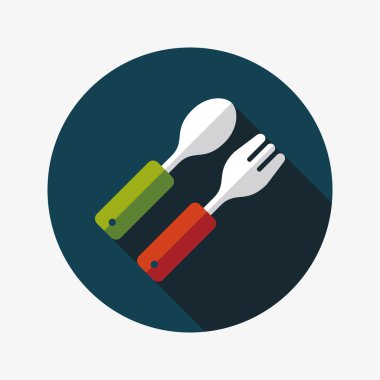 Uzun Gölge, eps10 düz simgesiyle dishware ve çatal bıçak takımı