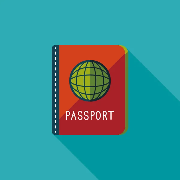 Διαβατήριο εικονίδιο, επίπεδη εικόνα με πολύ σκιά — Διανυσματικό Αρχείο