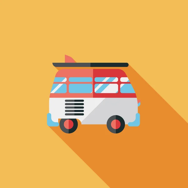 Transporte autobús icono plano con sombra larga — Vector de stock