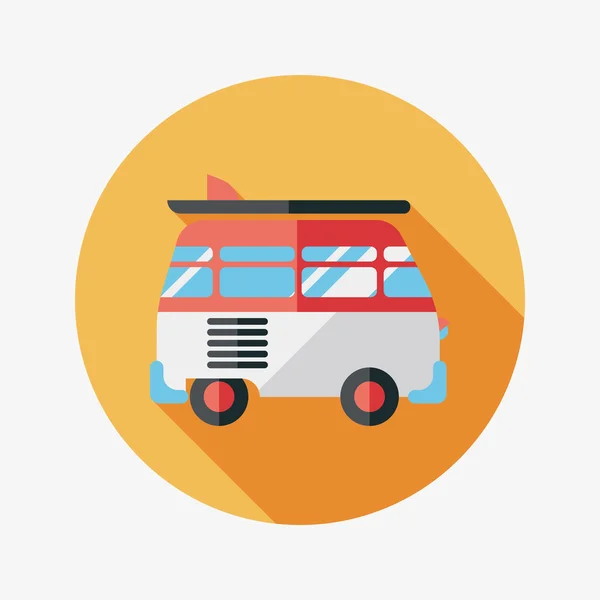 Transport buss flat ikonen med långa skugga — Stock vektor