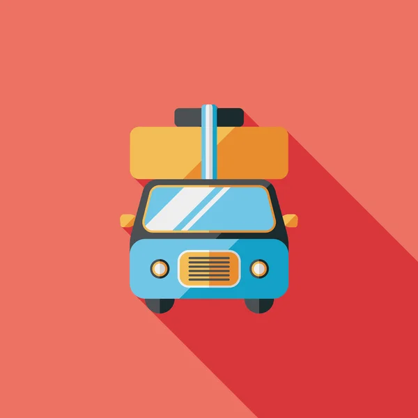 Caravan car flat icon with long shadow — Stock Vector