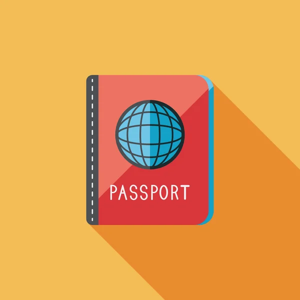 パスポート アイコン、長い影とフラット アイコン — ストックベクタ