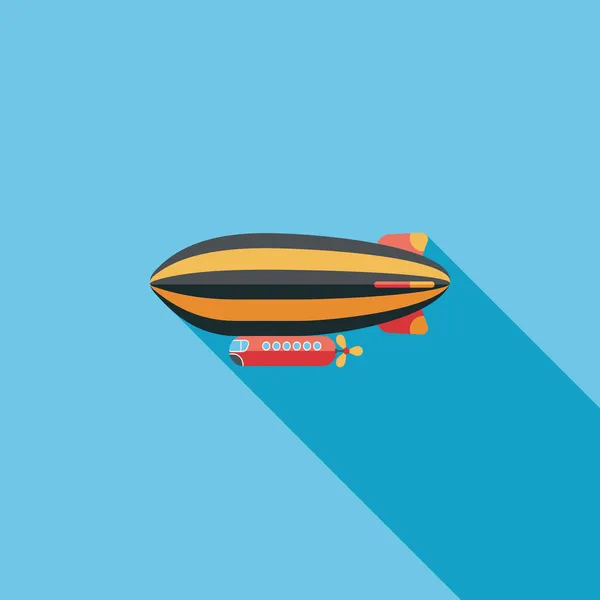 Icône plate Airship avec ombre longue — Image vectorielle