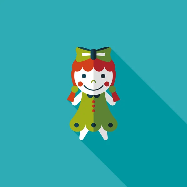 Dívka panenku hračka ploché ikony s dlouhý stín, eps 10 — Stockový vektor