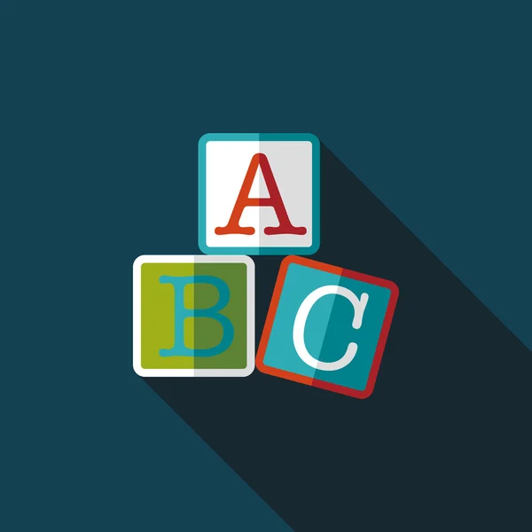 ABC bloqueia ícone plano com sombra longa, eps10 — Vetor de Stock