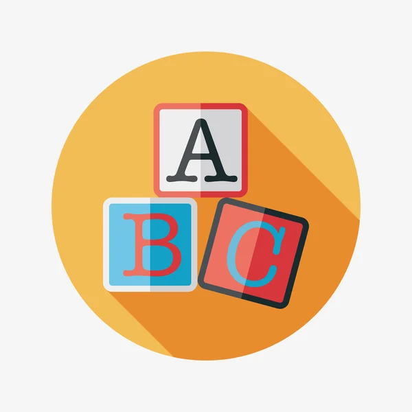 ABC bloqueia ícone plano com sombra longa, eps10 — Vetor de Stock