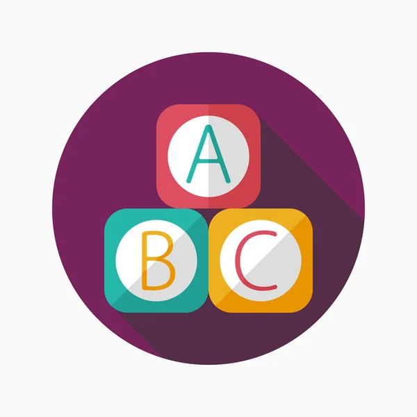 ABC bloqueia ícone plano com sombra longa, EPS 10 — Vetor de Stock