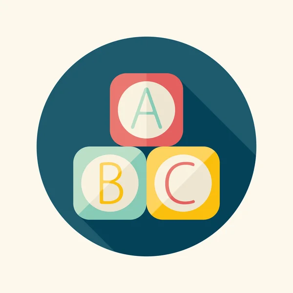 ABC blokken platte pictogram met lange schaduw, eps 10 — Stockvector