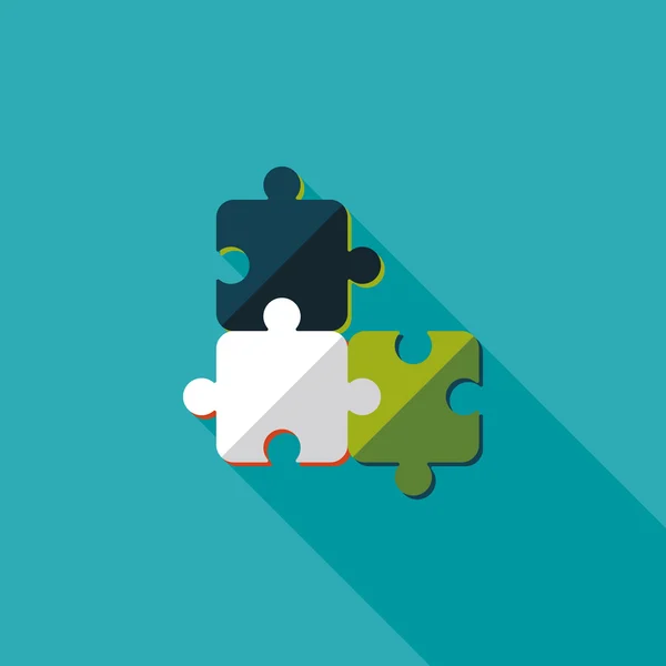 Puzzle flat icon with long shadow, EPS 10 — стоковый вектор