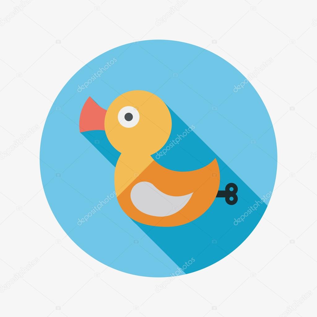 Duck toy flat icon with long shadow,eps 10