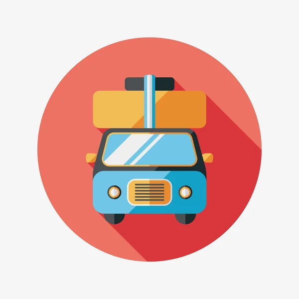 Caravan auto icona piatta con lunga ombra — Vettoriale Stock