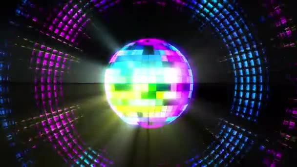 Radyal Yansımalı Parlak Disko Topu Sonsuz Döngülü Animasyon — Stok video