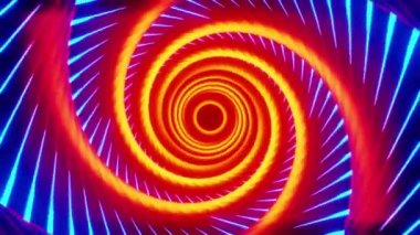 Mavi çizgili turuncu bir girdap şeklinde tünel. Döngülü canlandırma