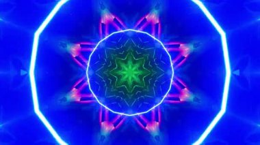VJ döngüsü neon kaleydoskop. Döngü Canlandırması.