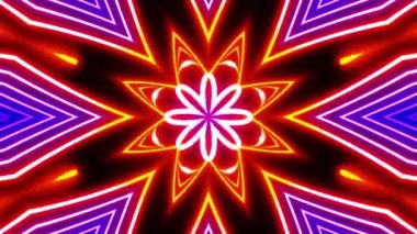 VJ döngüsü neon kaleydoskop. Döngü Canlandırması.
