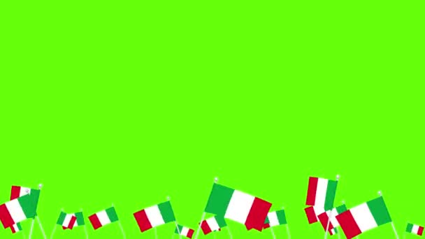 Wiele falujących włoskich flag na zielonym ekranie — Wideo stockowe