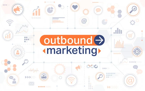 Outbound marketing horizontal web banner — Vetor de Stock