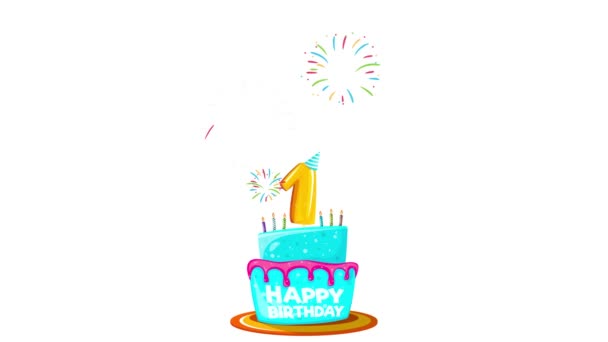 Joyeux anniversaire gâteau animation avec canal alpha. — Video