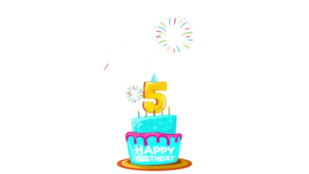 Щаслива анімація торта на день народження з альфа-каналом . — стокове відео