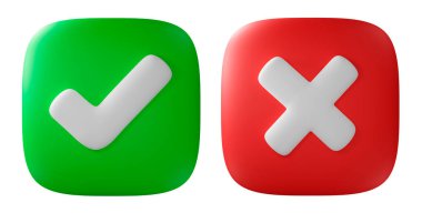 Pozitif işaretleme ve kırmızı çapraz düğmeler