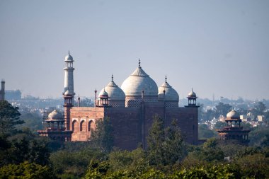 Taj Mahal gündoğumu, Agra, Uttar Pradesh, Hindistan, taze ve temiz bir görünüm