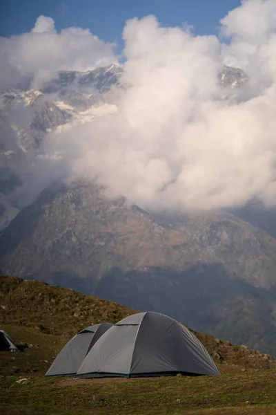 Acampar Cima Colina Triund Mckleodganj Concepto Turismo Himachal — Foto de Stock