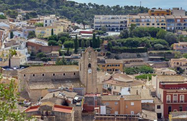 Begur, View from the height of the ruins and remains of the Begur castle on the old town of Begur in Costa Brava, Spain. 
