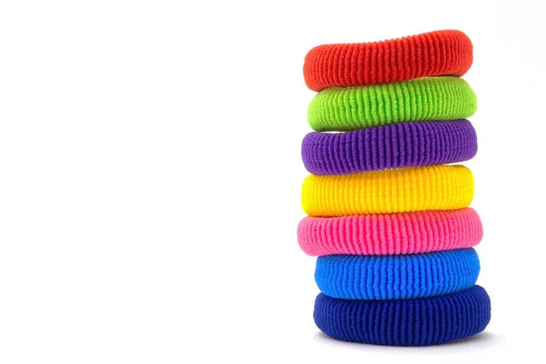 Column Multicolored Scrunchies Elastic Hair Ties Cotton Hair Ponytail Holders — Stock Photo, Image