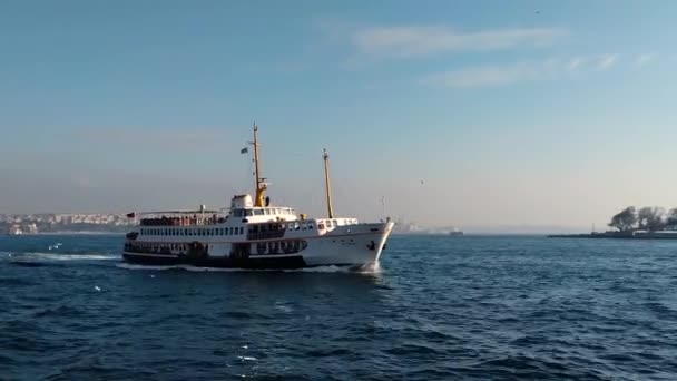 Ferryboot Van Stanbul Naar Passagiers Vervoeren Bosporus — Stockvideo
