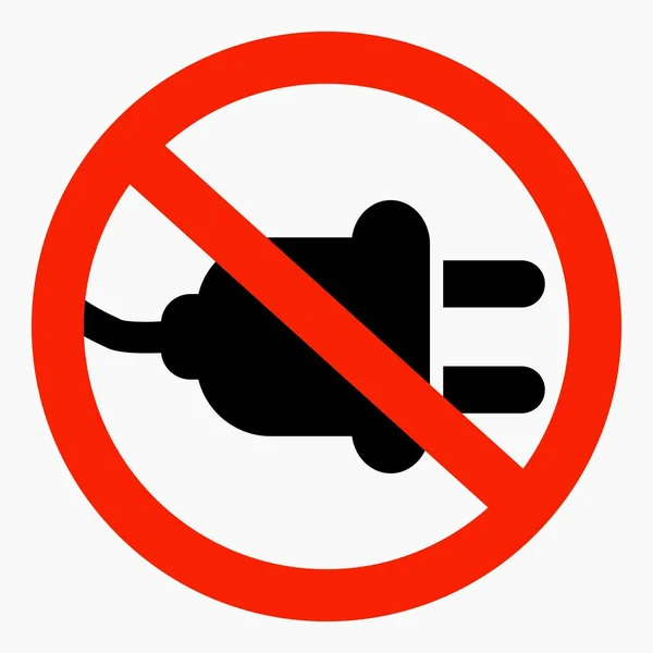 Elektrosteckdosenverbot Stecken Sie Nicht Ein Gibt Keine Energie Ist Verboten — Stockvektor