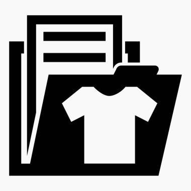 Dizin ve giysi simgesi. Malların muhasebesi. Muhasebe dükkanı. Vektör simgesi.