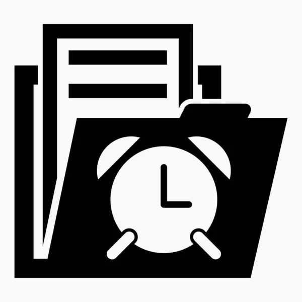 Folder Clock Icon Illustration Temporary Files Folder Temporarily Available Documents — Vettoriale Stock