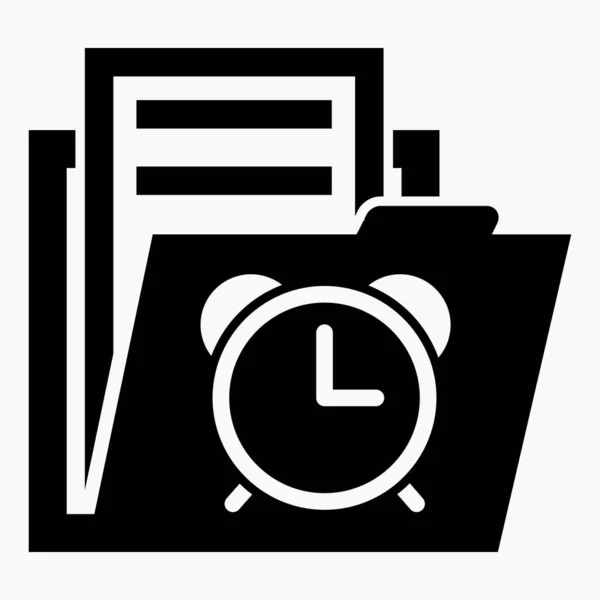 Folder Clock Icon Illustration Temporary Files Folder Temporarily Available Documents — 스톡 벡터