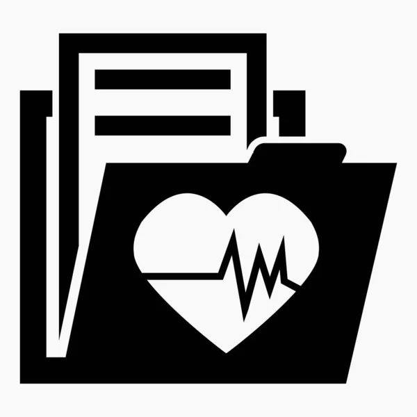 Folder Heart Icon Cardiogram Archive Heart Outpatient Patient Book Accounting — стоковый вектор