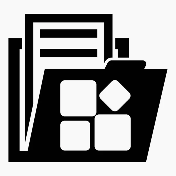 Folder Square Icon Office Documents Archive Graphic Files Vector Icon — Vetor de Stock