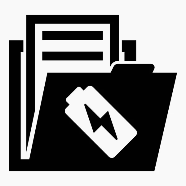 Folder Battery Icon Energy Efficiency Documents Files Green Energy Vector — Archivo Imágenes Vectoriales