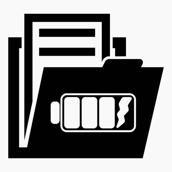 Folder Battery Icon Energy Efficiency Documents Files Green Energy Vector — Image vectorielle